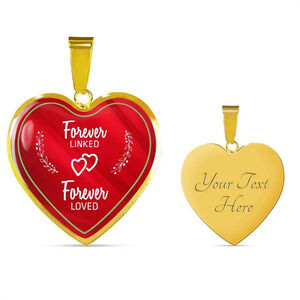 Forever Linked Forever Loved Necklace Personalized Engraved Gold Heart Necklace